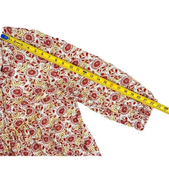 Dex Orange Floral Button LS Top Cheerful Spring Easter Office Flouncy Light XL - Picture 8 of 9